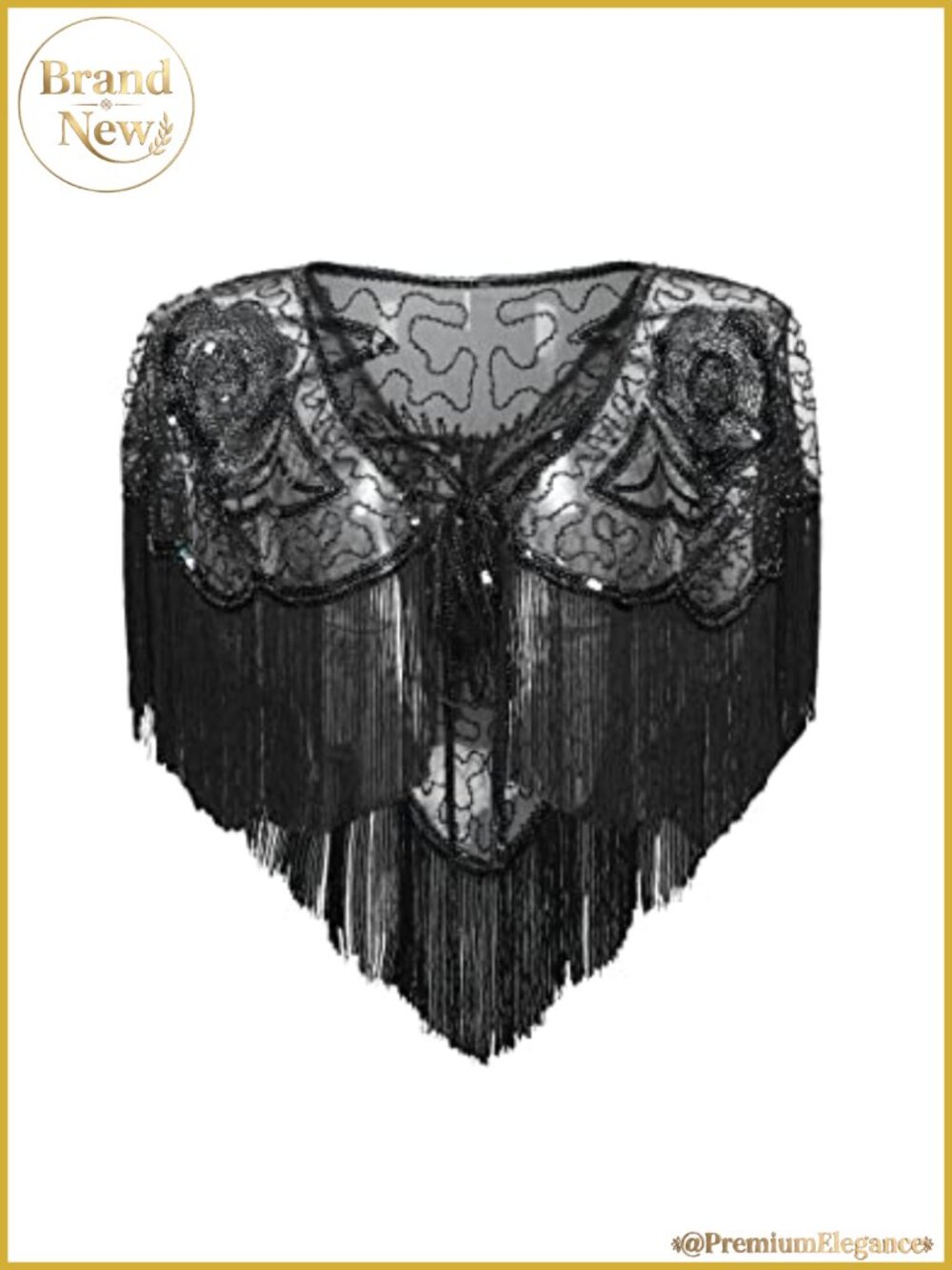 1920s Shawl Wrap Gatsby Beaded Sequined Evening Cape Cover Up